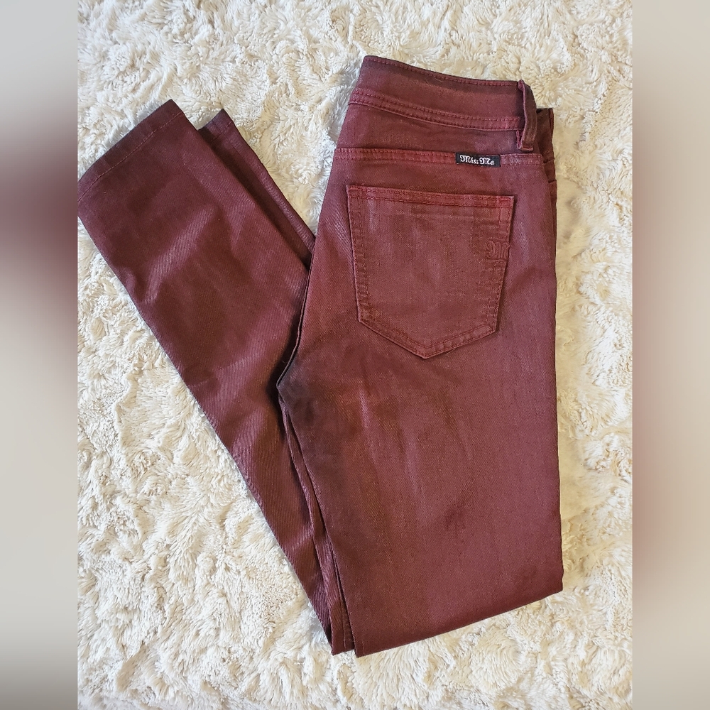 Miss Me Burgundy Coated Denim